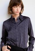 Polka Dot Satin Finish Shirt - Blue