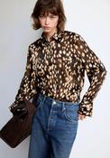 Checked Shirt With A Band Collar - Brown