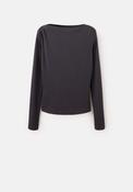 Long Sleeved Boat-Neck T-Shirt - Brown