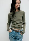 100% Cotton Fitted Long Sleeve Top - Green