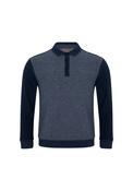 3 Button Polo Sweatshirt - Navy