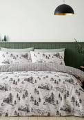 Brushed Cotton Alpine Village Reversible Duvet Cover Set - Multi