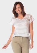 Rhinestone Printed T-Shirt - Beige