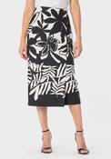 Floral Linen Skirt - Black