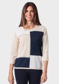 Intarsia Sweater With Rhinestone - Beige image