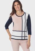 Rhinestone Intarsia Sweater - Navy