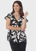 Printed Linen Top - Black image