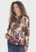 Printed Long Sleeve Buttoned Shirt - Purple Mulberry