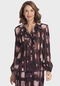 Lightweight  Printed Pleated Shirt - Brown