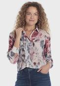 Printed Pleated Shirt - Red Ruby