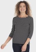 Striped 3/4 Sleeve Crew T-Shirt - Black