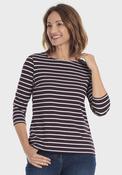 Striped 3/4 Sleeve Crew T-Shirt - Purple Mulberry