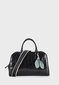 Crocodile Effect Handbag - Black