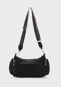 Animal Print Shoulder Bag - Black