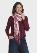 Floral Silk Fringed Scarf - Red