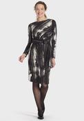 Bow Accent Printed Dress - Black