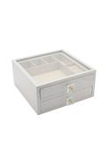 Jewellery Box With With Storage Areas And Glass Top - White