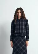 Cropped Check Jacket - Blue