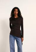 Side Knot Drape Top - Brown