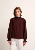 Solid Colour Smock Neck Top - Red