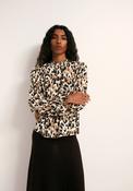 Printed Ruffle Cuff Top - Brown