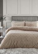 Cosy Diamond Faux Fur Duvet Cover Set Natural - Beige