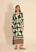 Braided Belt Dress - White/green