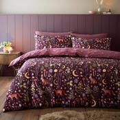 Enchanted Twilight Animals Reversible Duvet Cover Set - Plum