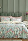 Art Deco Hydrangea Reversible Cotton Duvet Cover Set - Green