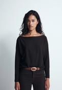 Asymmetric Neckline Sweater - Brown