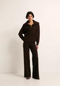Flared Knit Trousers - Brown