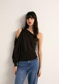 Asymmetric Side Ruching Top - Brown image