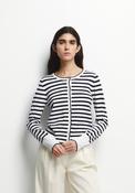 Stripe Print Knit Cardigan - White