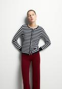 Stripe Print Knit Cardigan - Blue