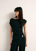 Asymmetric Side Ruching Top - Black image
