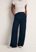 Pleated Formal Linen Trousers - Blue image