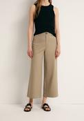 Linen Blend Culotte Trousers - Beige image