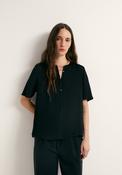 Short-Sleeved V-Neck Blouse - Black image