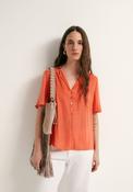 Relaxed Top Button Detail Blouse - Coral image