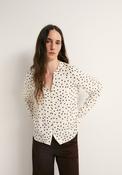 Printed Loose Fit Blouse - Brown