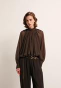 Bubble Hem Polka Dot Top - Brown