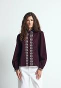Corduroy Contrast Collar Shirt - Red