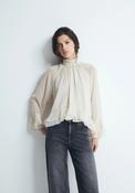 Long Sleeve Ruffle Blouse - Cream