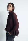 Long Sleeve Ruffle Blouse - Purple