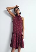Printed Halterneck Dress - Red