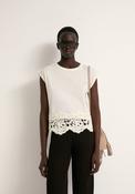 Cotton Crochet Hem Top - Cream image