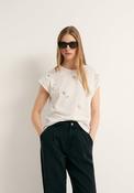 100% Cotton Rhinestone Detail T-Shirt - White image