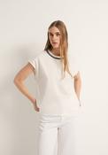 100% Cotton Rhinestone Detail T-Shirt - Cream image