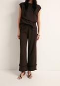 Frayed Cuff Trousers - Brown image