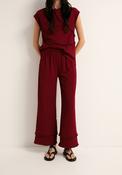 Frayed Cuff Trousers - Red image